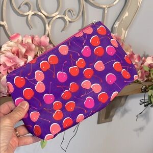 Purple Cherry Print Pouch